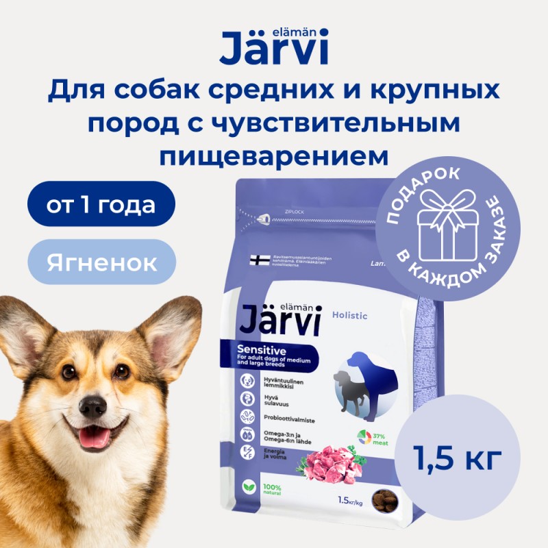 Купить Jarvi сухой полнорационный корм для взрослых собак средних и крупных пород с чувствительным пищеварением Jarvi в Калиниграде с доставкой (фото)