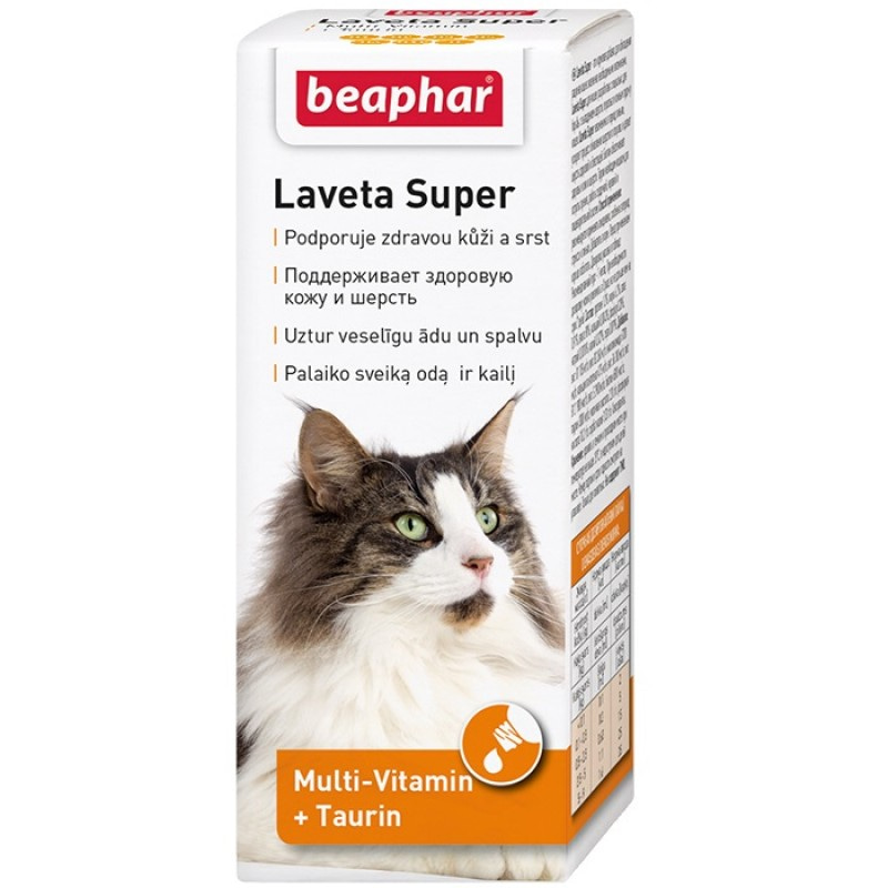 Кормовая добавка BEAPHAR Laveta Super мультивитамины для улучшения качества шерсти у кошек 50 мл
