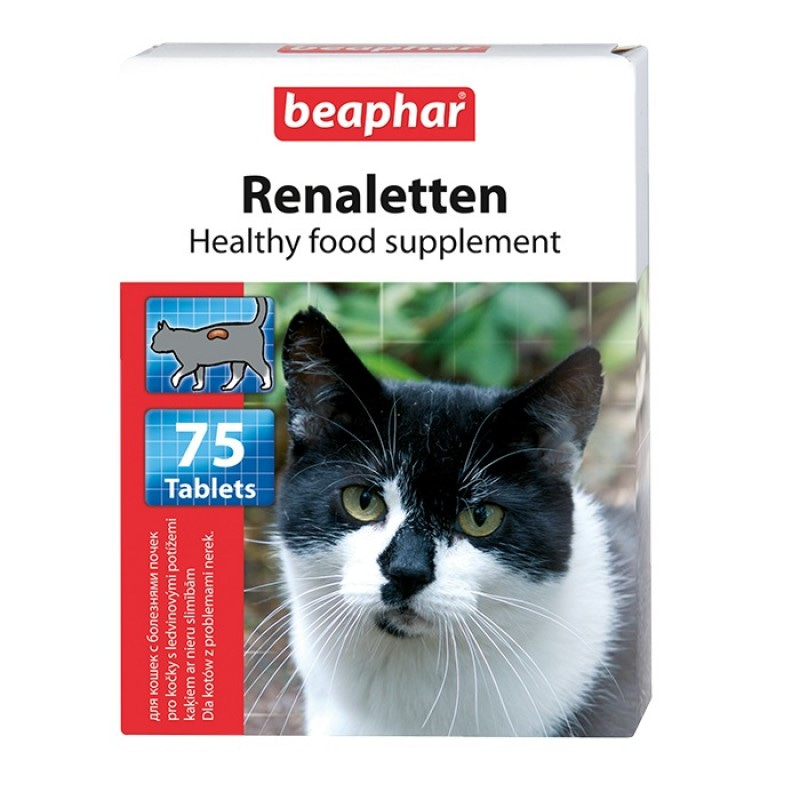Кормовая добавка BEAPHAR Renaletten для поддержания функций почек при МКБ и организма стареющих кошек 75 таблеток