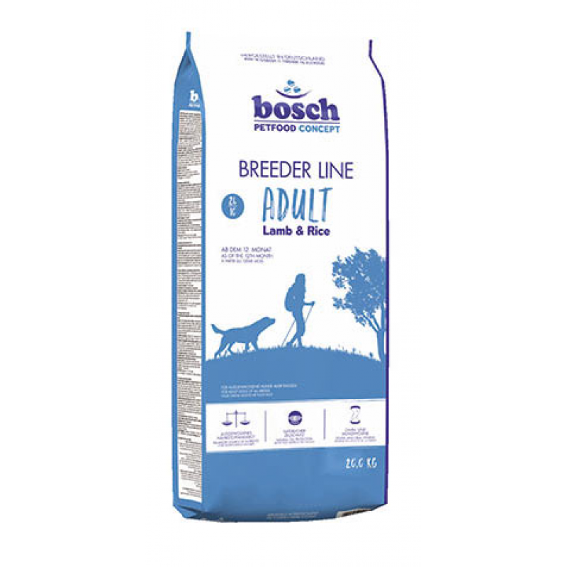Сухой корм Bosch Breeder Line Adult Lamb and Rice для взрослых собак со средним уровнем активности, ягненок с рисом 20 кг