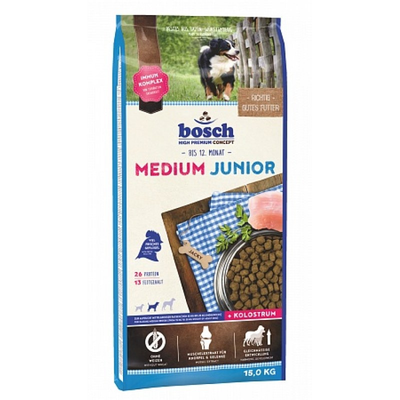 Сухой корм для щенков и юниоров средних пород Бош Юниор Медиум Bosch Junior Medium 1 кг