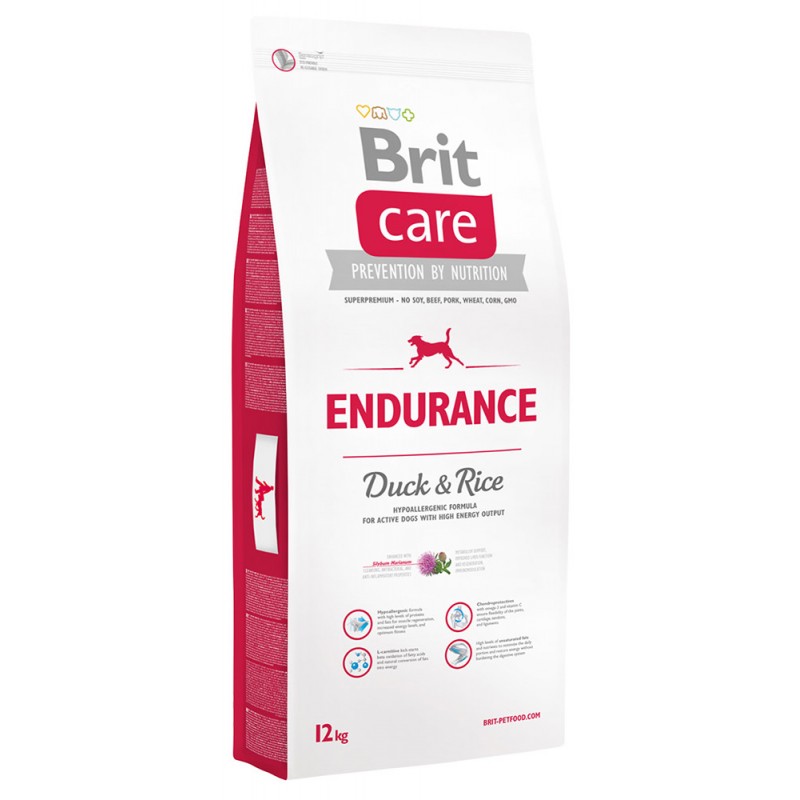 Сухой гипоаллергенный корм Brit Care Endurance для активных собак всех пород, утка с рисом, 12 кг