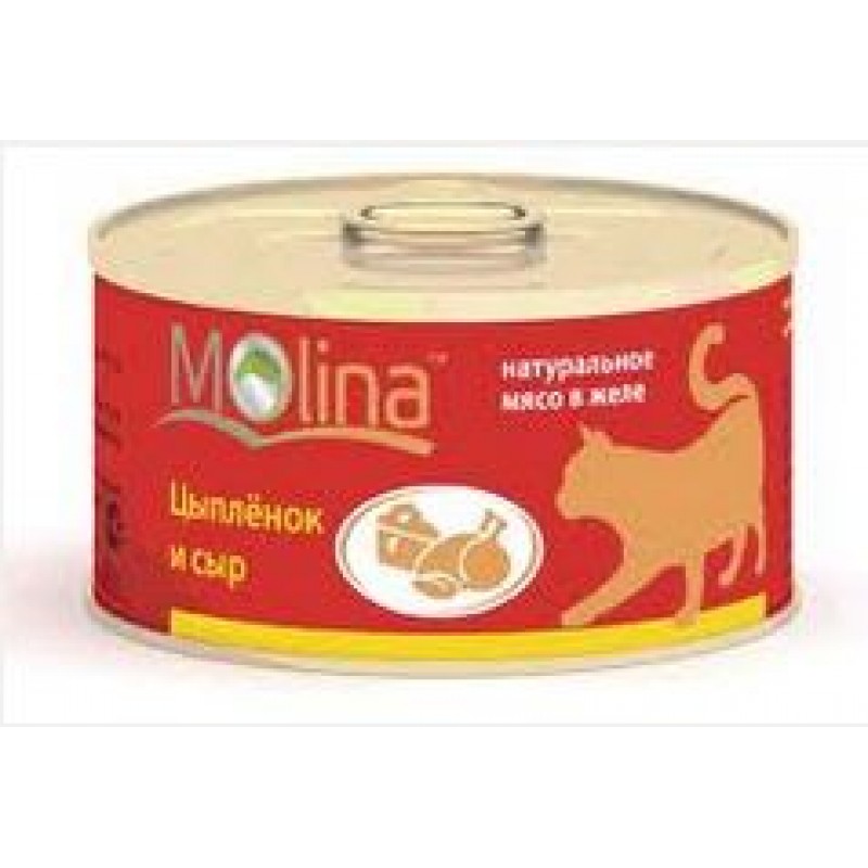 Молина консервы для кошек, цыпленок и сыр, 80 г