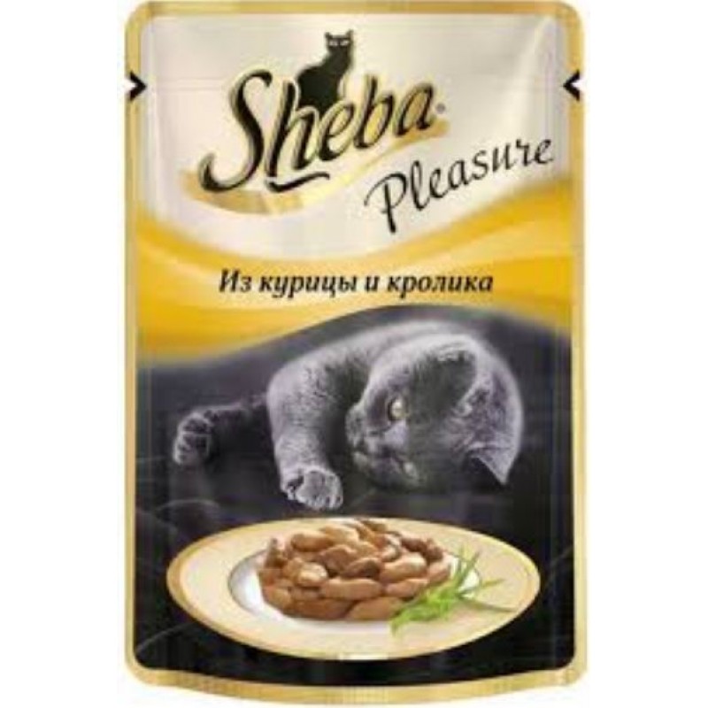 Sheba Pleasure влажный корм для кошек из курицы и кролика, 85гр.