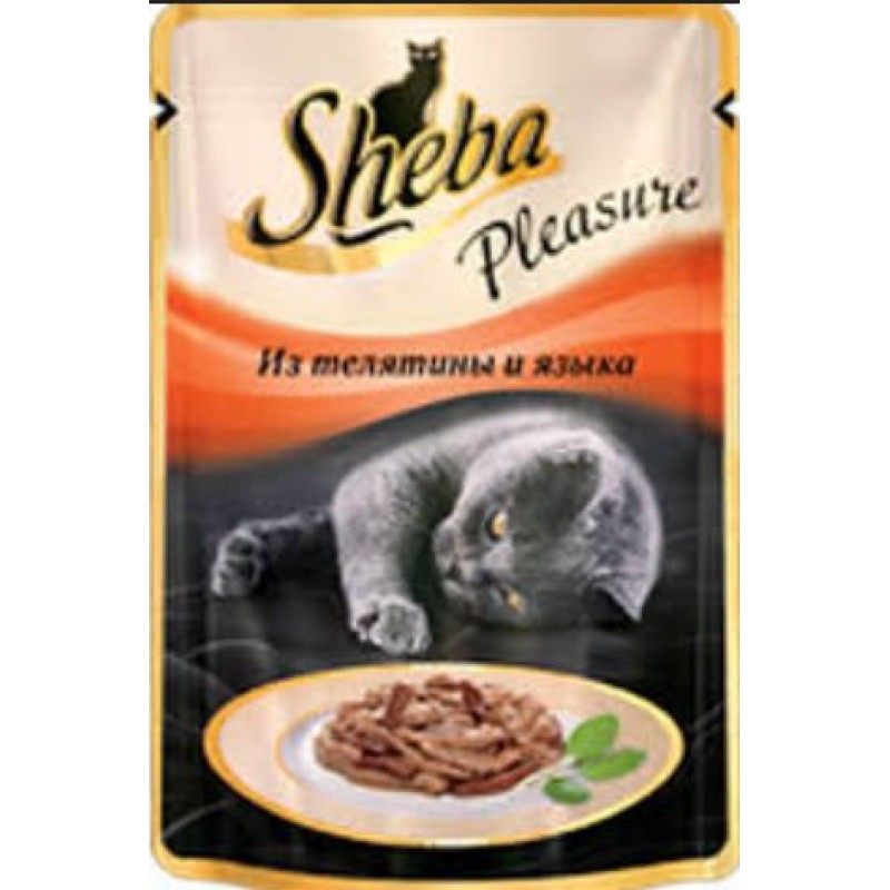 Sheba Pleasure влажный корм для кошек из телятины и языка, 85гр. 
