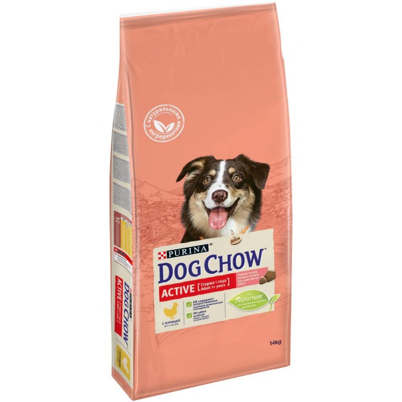 Сухой корм Purina Dog Chow для активных взрослых собак, курица, 14 кг