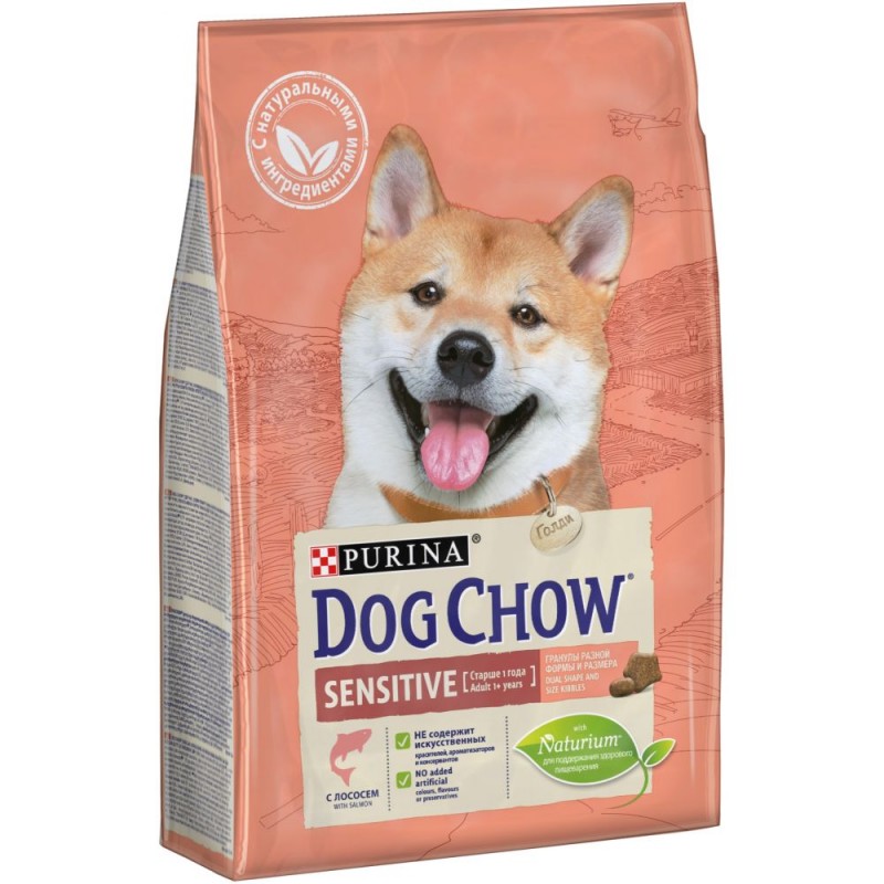 Сухой корм Purina Dog Chow Sensitive для взрослых собак с чувствительным пищеварением, лосось, 800 гр