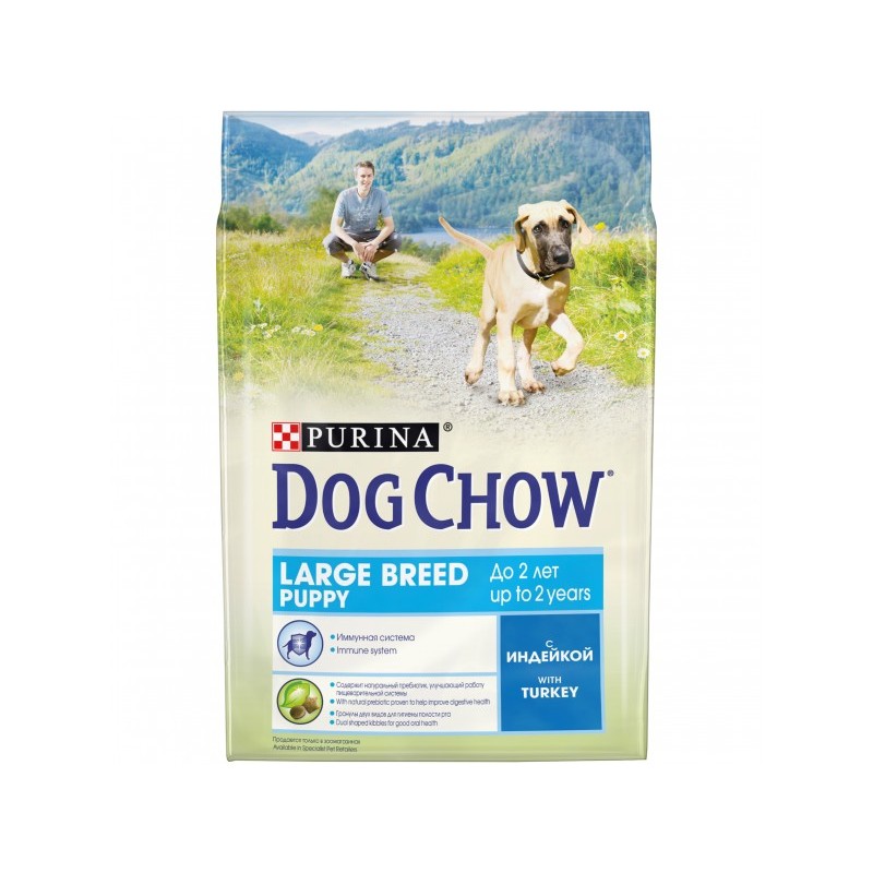 DOG CHOW корм для щенков крупных пород c индейкой 14 кг