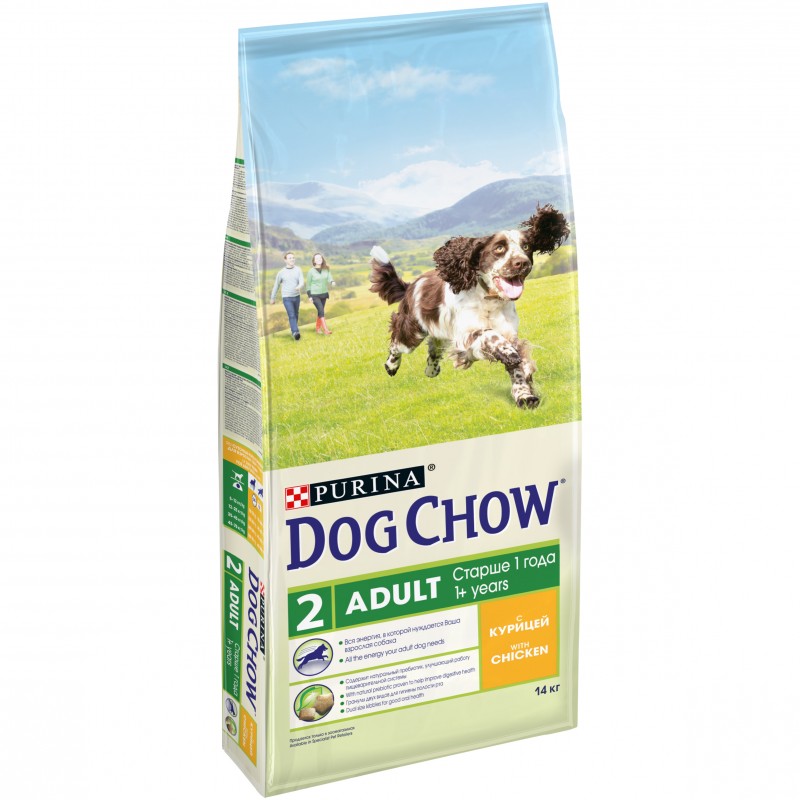 DOG CHOW Adult Chicken, корм для собак с курицей 14 кг
