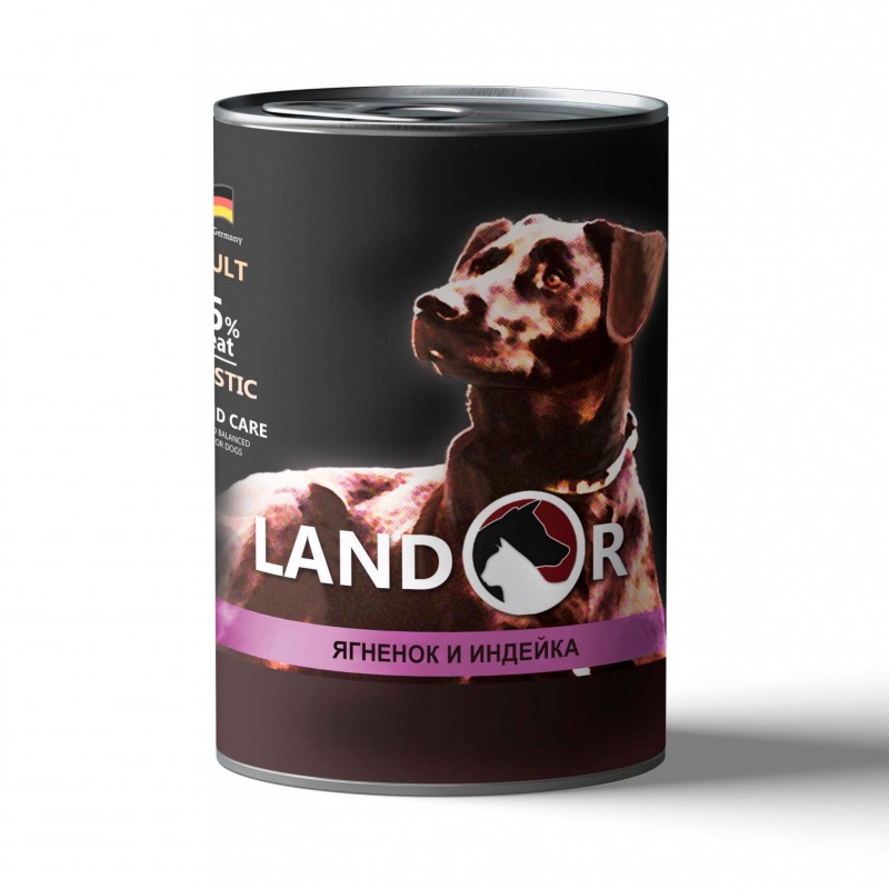 Влажный корм (консервы) Landor Adult Dog Lamb and Turkey для собак всех пород ягненок с индейкой 400 гр