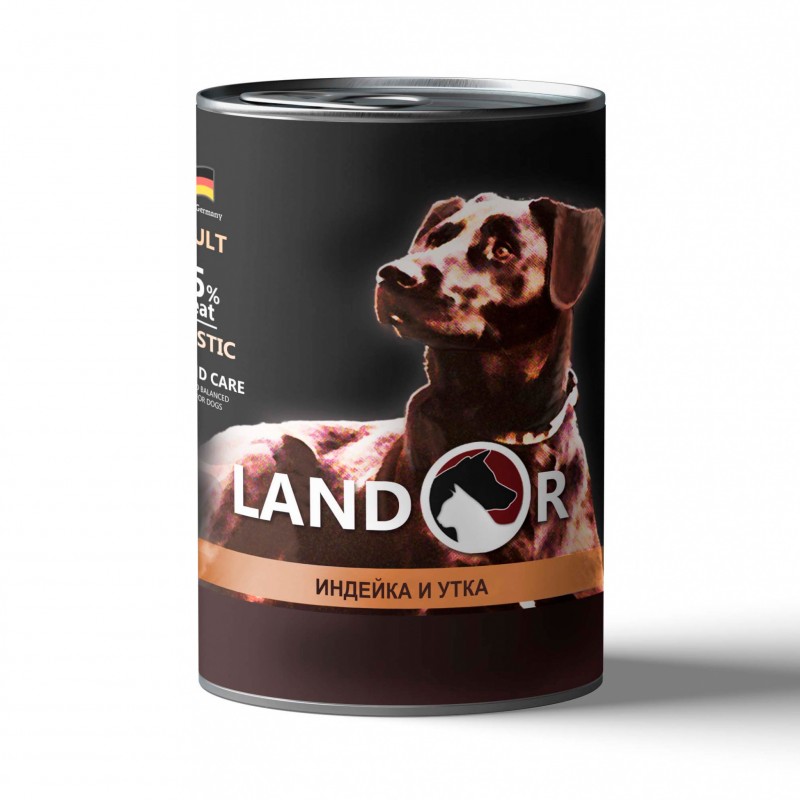 Влажный корм (консервы) Landor Adult Dog Turkey and Duck для собак всех пород индейка с уткой 400 гр