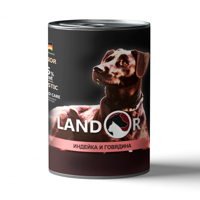 Влажный корм (консервы) Landor Puppy All Breed Turkey and Beef для щенков всех пород индейка с говядиной 400 гр
