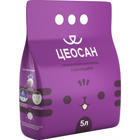 Наполнитель для кошачьего туалета Цеосан, комкующийся, 5 л 