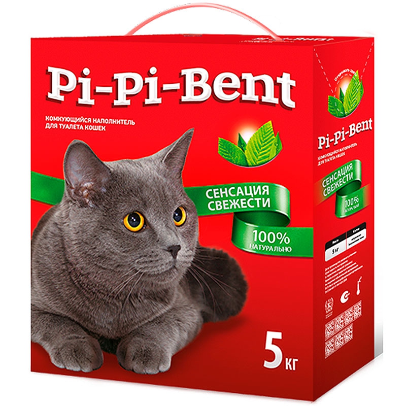 Pi-Pi-Bent Fresh Sensation Комкующийся бентонитовый наполнитель для кошачьего туалета запах свежести 5 кг