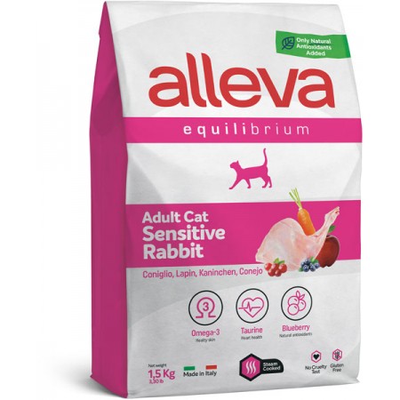 Alleva Equilibrium Sensitive Rabbit корм для взрослых кошек с кроликом 1.5 кг