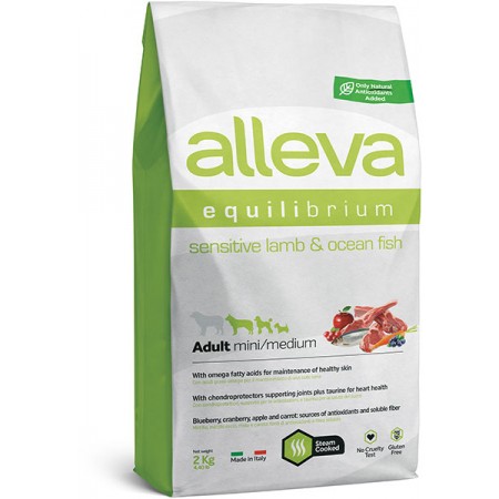 Alleva Equilibrium Сенситив Ягненок, Океаническая Рыба корм для собак мелких и средних пород 2 кг