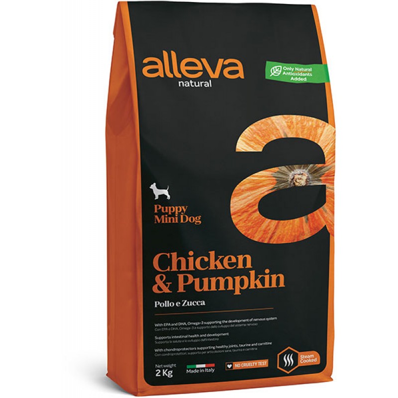 Купить Alleva Natural Курица и Тыква сухой корм для щенков мелких пород, беременных и кормящих сук 2 кг Alleva в Калиниграде с доставкой (фото)