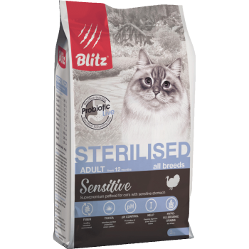 Blitz Sensitive с индейкой сухой корм для стерилизованных кошек 400 г