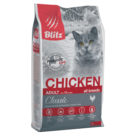 Blitz Classic «Курица» сухой корм для взрослых кошек 400 г