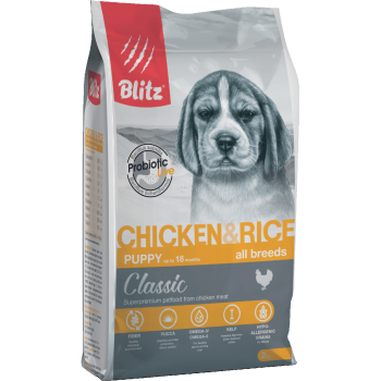Blitz Classic с курицей и рисом сухой корм для щенков всех пород, 2 кг