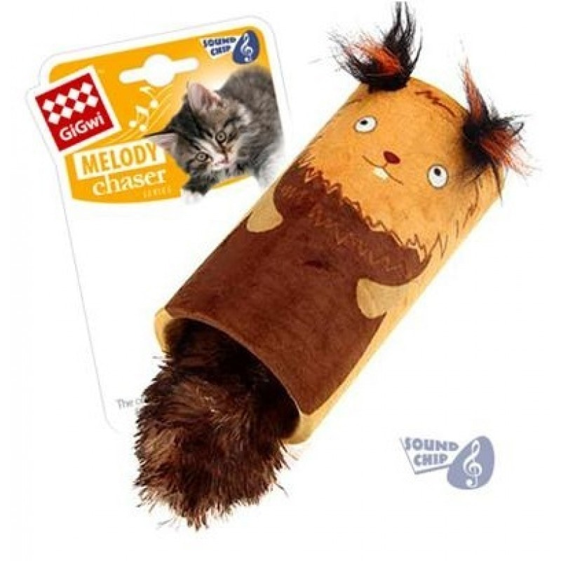 GiGwi игрушка для кошек, белка дразнилка с хвостиком на резинке