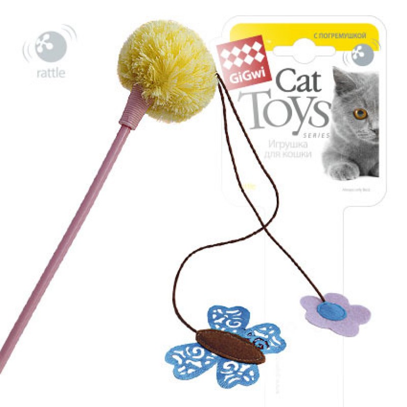 GiGwi игрушка для кошек, дразнилка с бабочкой