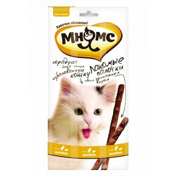 Мнямс - Лакомые палочки для кошек с цыпленком и печенью