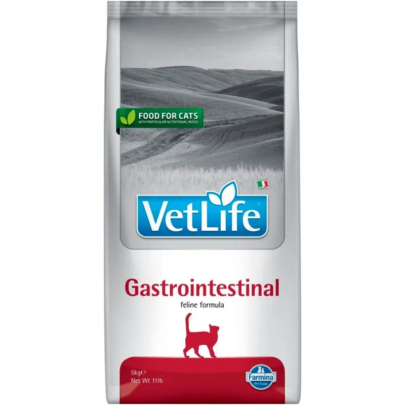 Сухой корм Farmina Vet Life Cat Gastrointestinal диета для кошек при нарушениях ЖКТ 5 кг