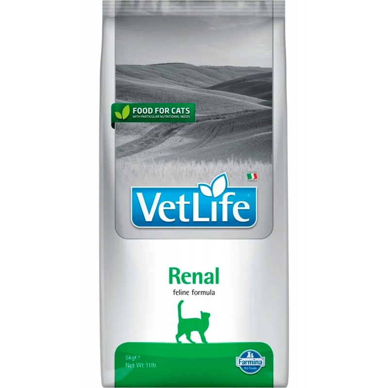 Сухой корм Farmina Vet Life Cat Renal диета для взрослых кошек для поддержания функции почек при почечной недостаточности 5 кг