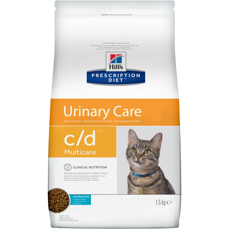 Сухой диетический корм для кошек Hill's Prescription Diet c/d Multicare Urinary Care при профилактике цистита и мочекаменной болезни (мкб), с рыбой 1,5 кг