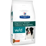 Сухой диетический корм для собак Hill's Prescription Diet w/d Digestive при поддержании веса и сахарном диабете, с курицей 10 кг