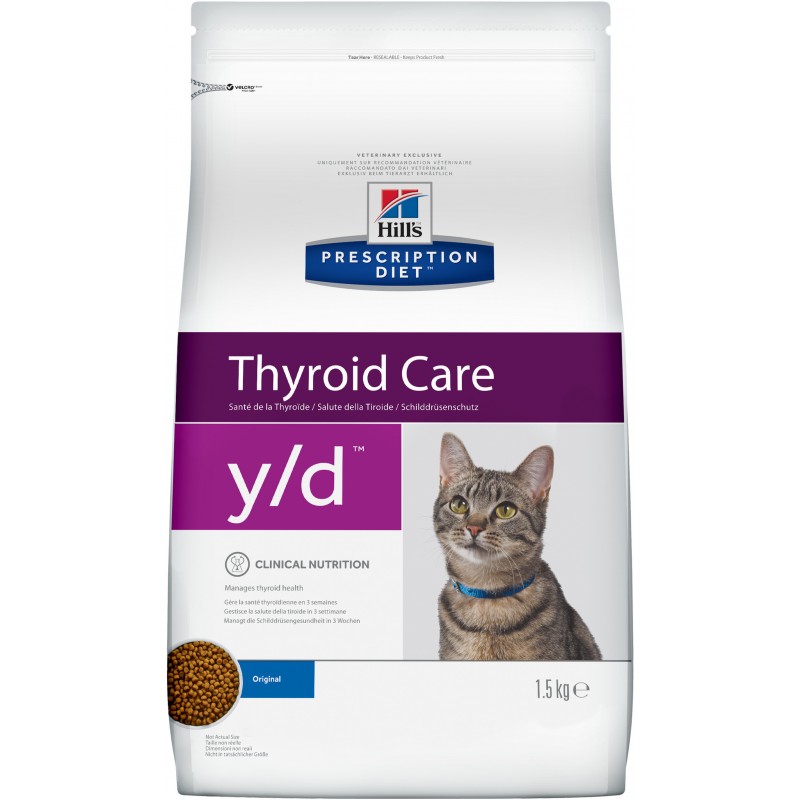 Hills y/d корм для пожилых кошек, здоровье щитовидной железы 1,5 кг