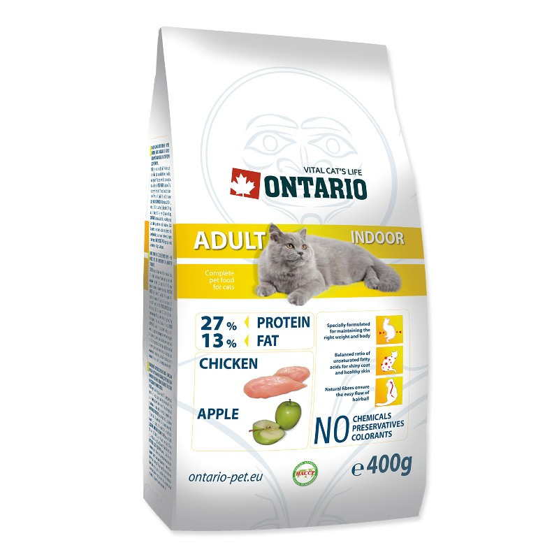 Сухой корм Ontario Adult Indoor для взрослых кошек с мясом курицы 10 кг