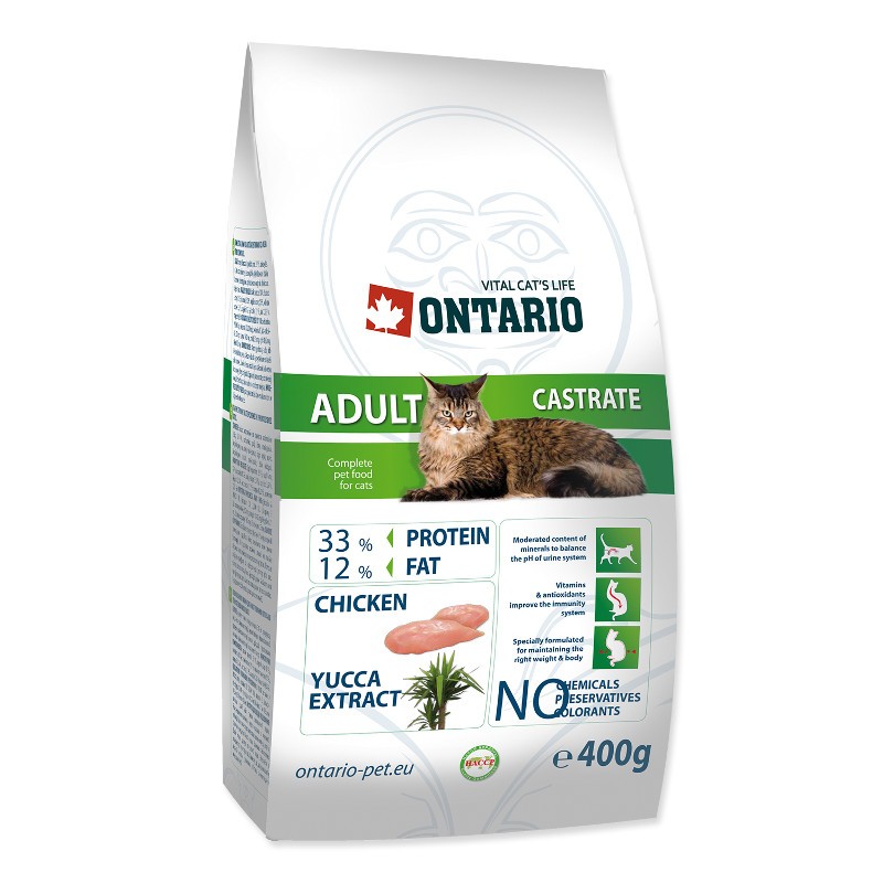 Сухой корм Ontario для взрослых стерилизованных кошек и кастрированных котов с мясом курицы Adult Castrate 10 кг