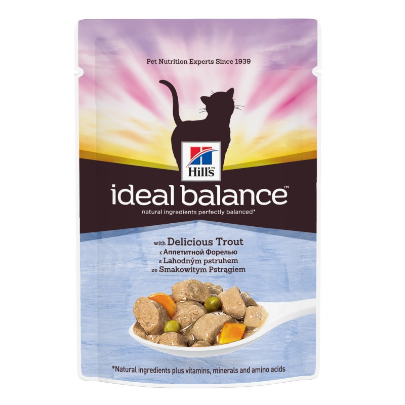 Hill's Ideal Balance влажный корм для кошек с аппетитной форелью, 85г