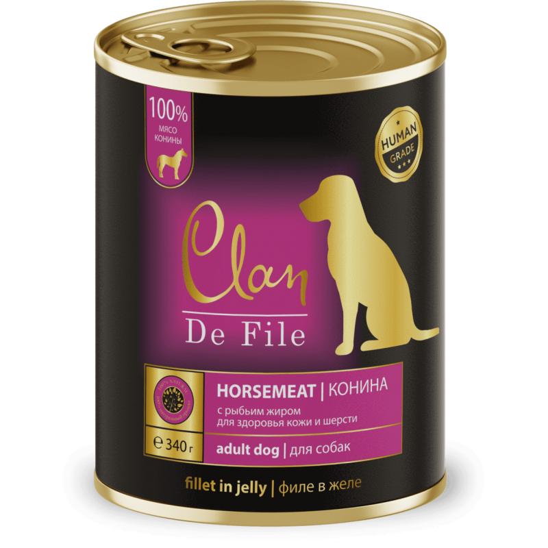 Купить CLAN De File консервы супер-премиум класса для собак Конина, 340 гр Clan в Калиниграде с доставкой (фото)