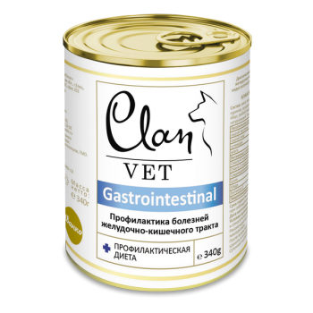 Clan Vet Gastrointestinal консервы премиум класса для взрослых собак профилактика болезней ЖКТ, 340 гр