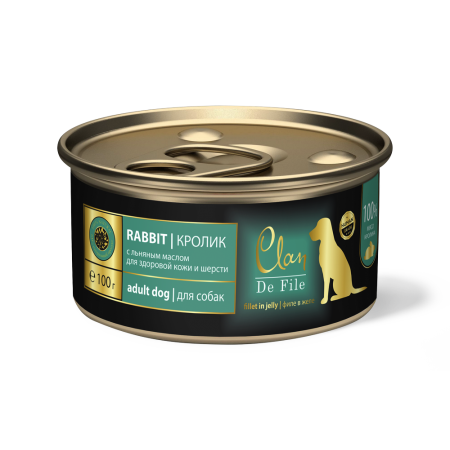 CLAN De File консервы супер-премиум класса для собак Кролик, 100 гр