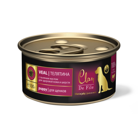 CLAN De File консервы супер-премиум класса для щенков Телятина, 100 гр