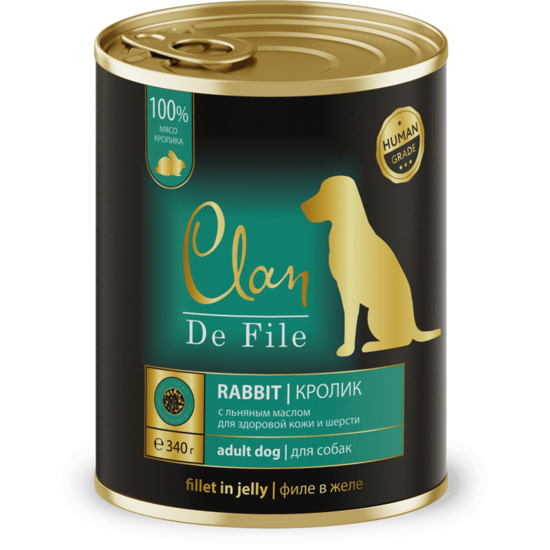 Купить CLAN De File консервы супер-премиум класса для собак Кролик, 340 гр Clan в Калиниграде с доставкой (фото)