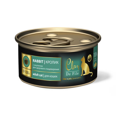 CLAN De File консервы супер-премиум класса для кошек Кролик, 100 гр