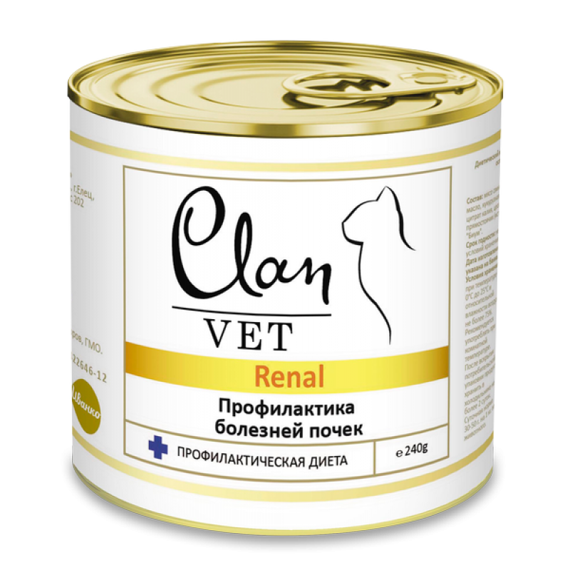 Купить Clan Vet Renal консервы премиум класса для кошек профилактика болезней почек, 240 гр Clan в Калиниграде с доставкой (фото)