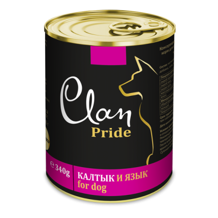CLAN PRIDE консервы супер-премиум класса для собак Калтык и язык, 340 гр