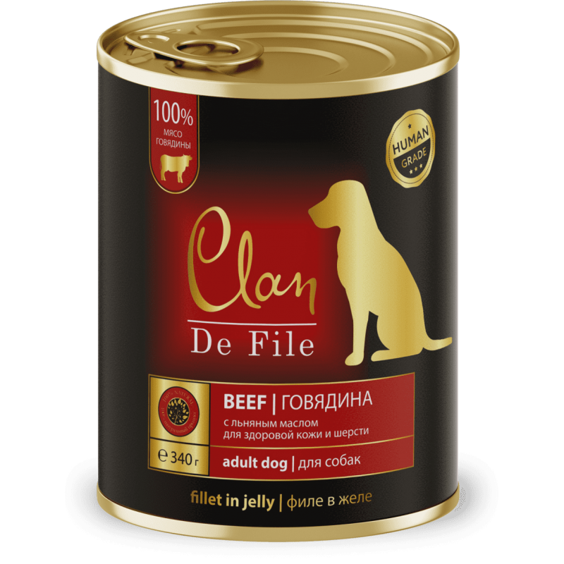 Купить CLAN De File консервы супер-премиум класса для собак Говядина, 340 гр Clan в Калиниграде с доставкой (фото)