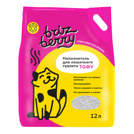 Наполнитель Brizberry для кошачьего туалета, Тофу комкующийся, без запаха, 12 л