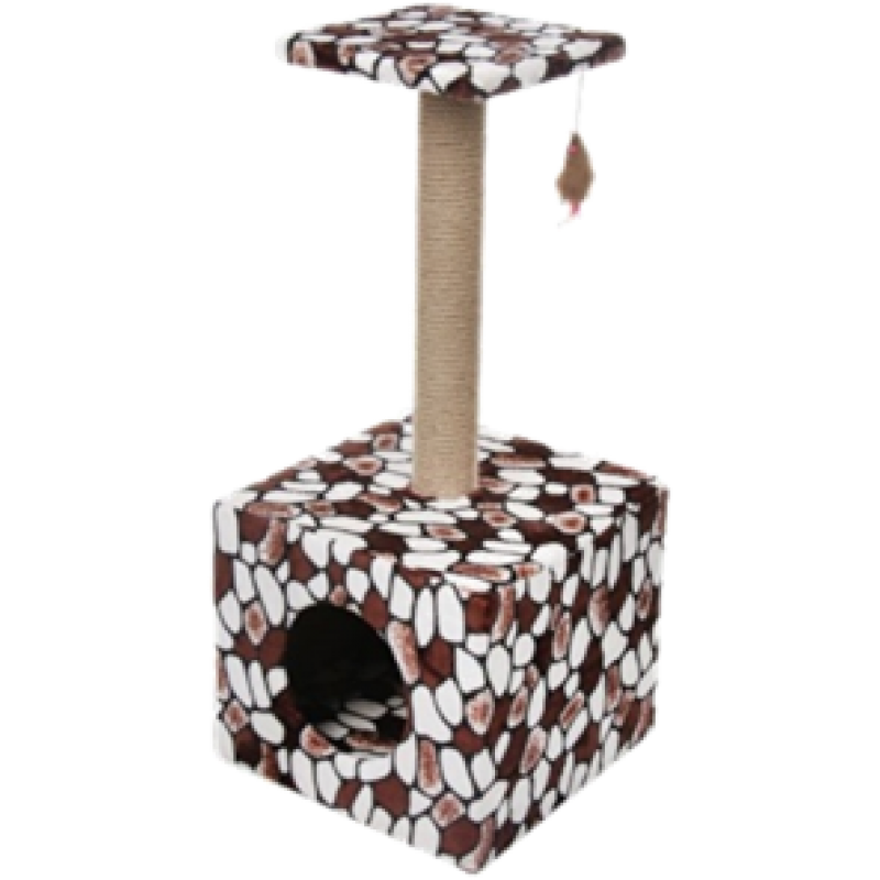 Купить Когтеточка Столбик куб с площадкой и игрушкой, 35*30*85 см PerseiLine в Калиниграде с доставкой (фото)