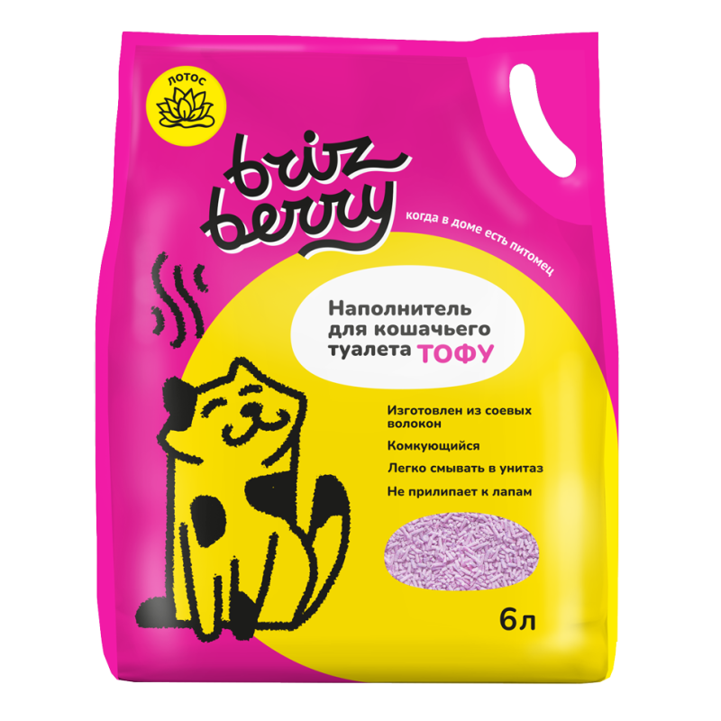 Купить Наполнитель Brizberry для кошачьего туалета, Тофу комкующийся, лотос, 6 л Brizberry в Калиниграде с доставкой (фото)