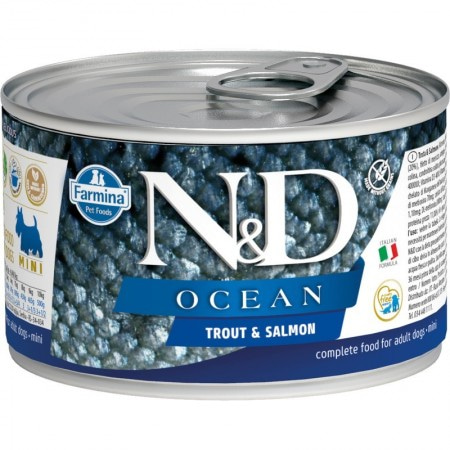 Беззерновые консервы Farmina N&D Ocean для собак мелких пород с форелью и лососем - 140 г