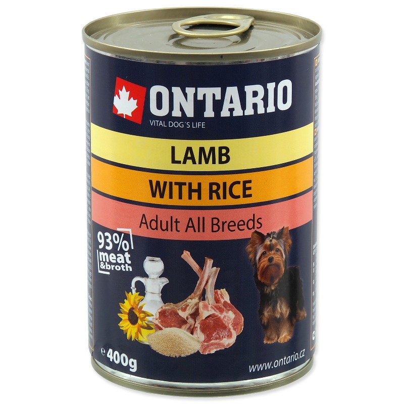 Влажный корм ONTARIO Lamb, Rice and Sunflower Oil для взрослых собак всех пород с ягненком, рисом и подсолнечным маслом 800 гр