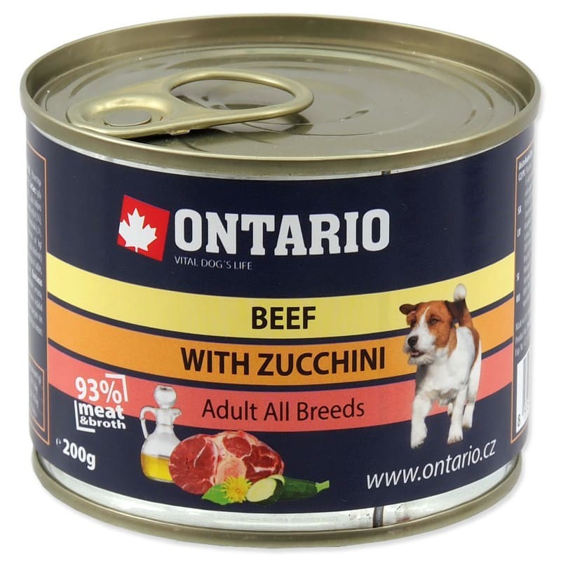 Влажный корм Ontario Mini Beef, Zucchini, Dandelion and Linseed Oil для взрослых собак малых пород с мясом говядины, цукини и листьями одуванчика на льняном масле 200 гр